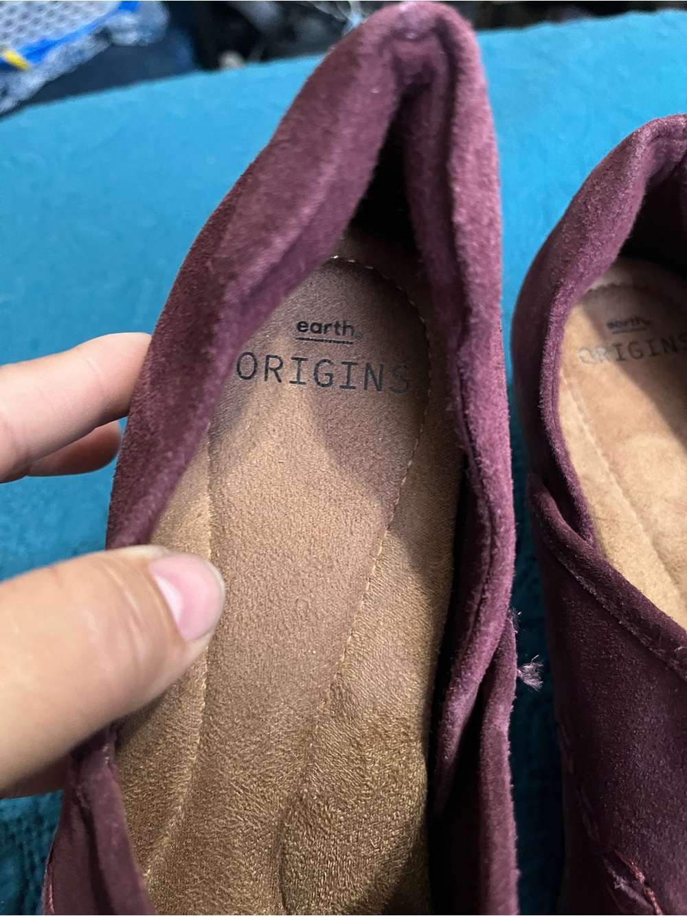 Earth Origins Burgundy Suede Slip-On Flats - Picture 3 of 6